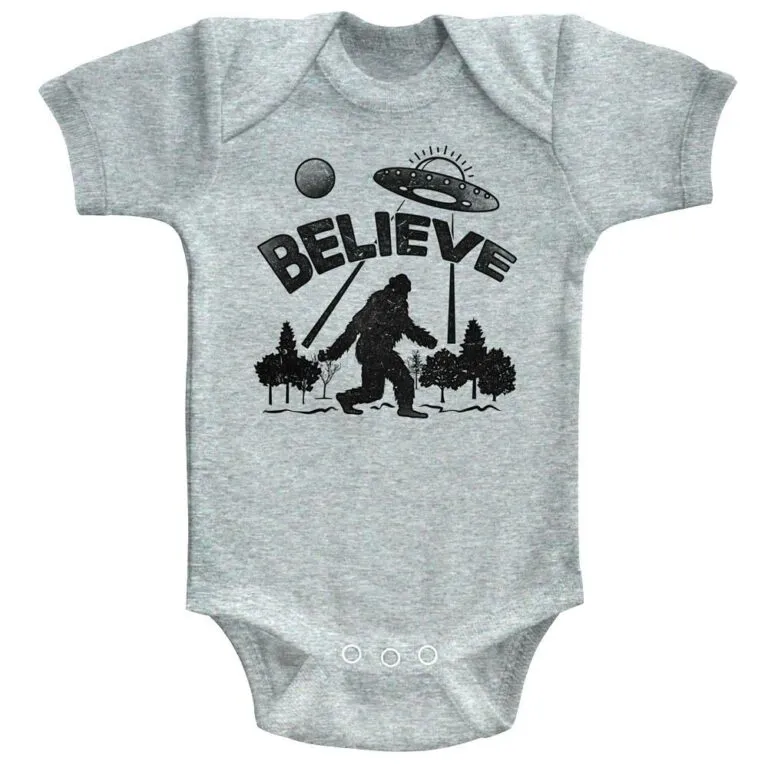 Cosmic Society Believe in Aliens Yeti Baby Body Suit
