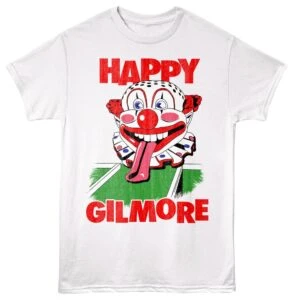Humorous clown graphic t-shirt featuring a playful, colorful design with bold red text and a cartoon clown face.