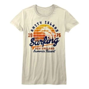 Jaws Amity Island Surfing Sunset Women’s T Shirt