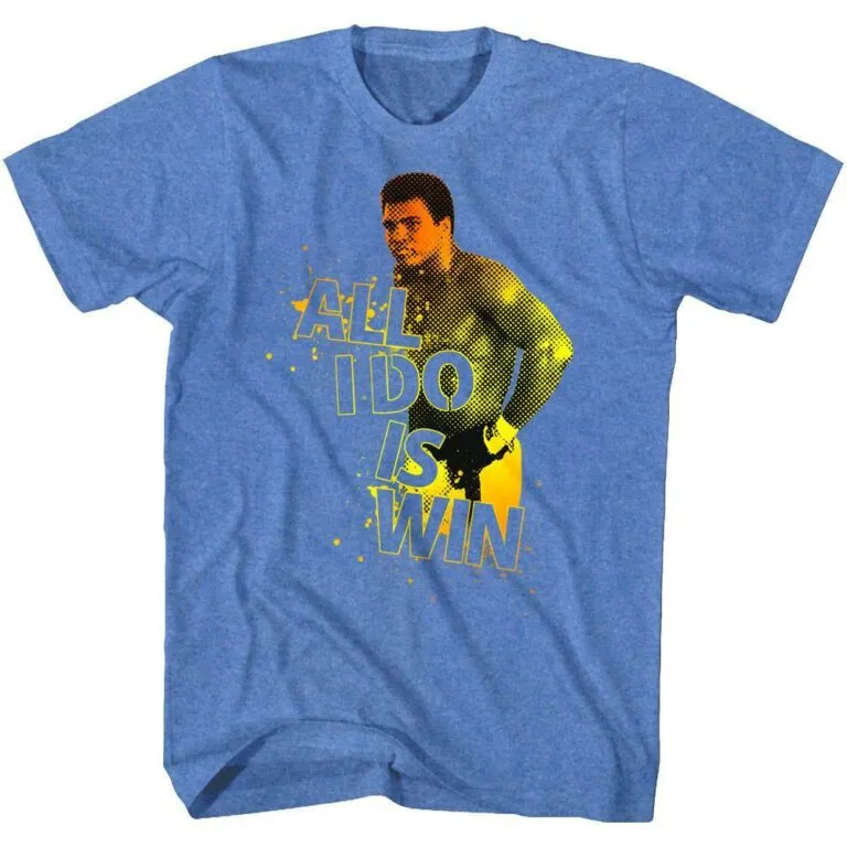 Muhammad Ali All I Do is Win Men’s Blue T Shirt