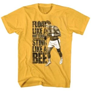 Muhammad Ali Float Like A Butterfly Men’s Gold T Shirt