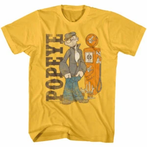 Popeye Vintage Gas Pump Mens T Shirt