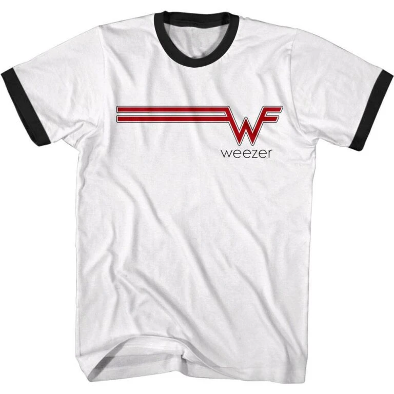 Weezer Striped Logo Ringer Men’s T Shirt