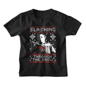 Halloween Slashing Through the Snow Kids T Shirt