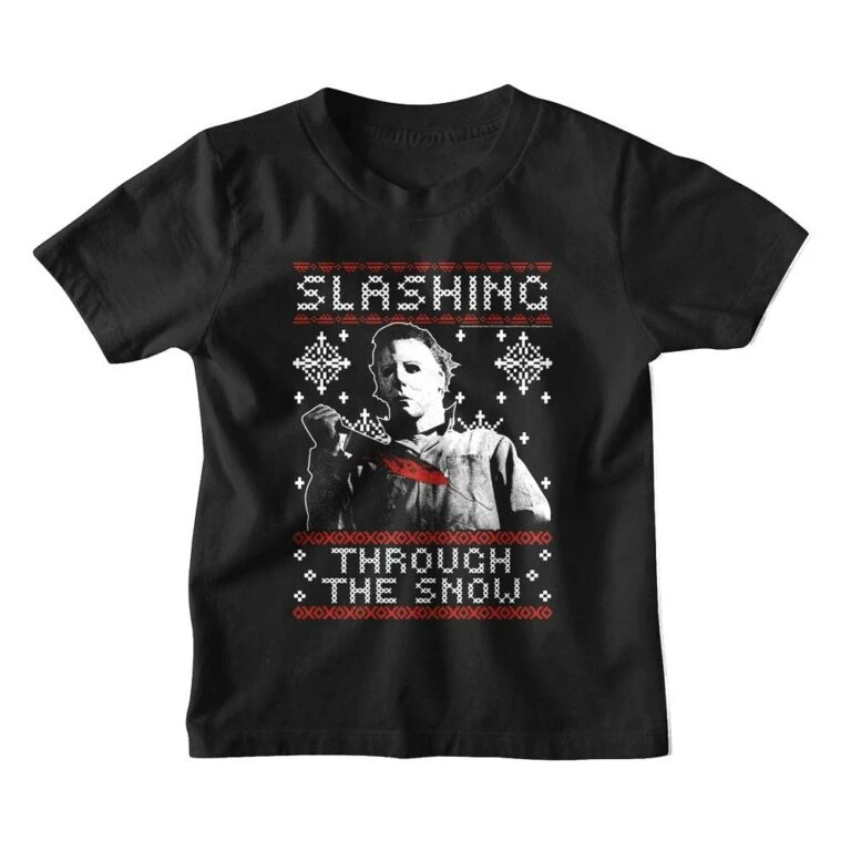 Halloween Slashing Through the Snow Kids T Shirt