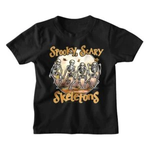 Spooky Scary Skeletons Fall Leaves Kids T Shirt