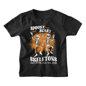 Spooky Scary Skeletons Graveyard Bats Kids T Shirt