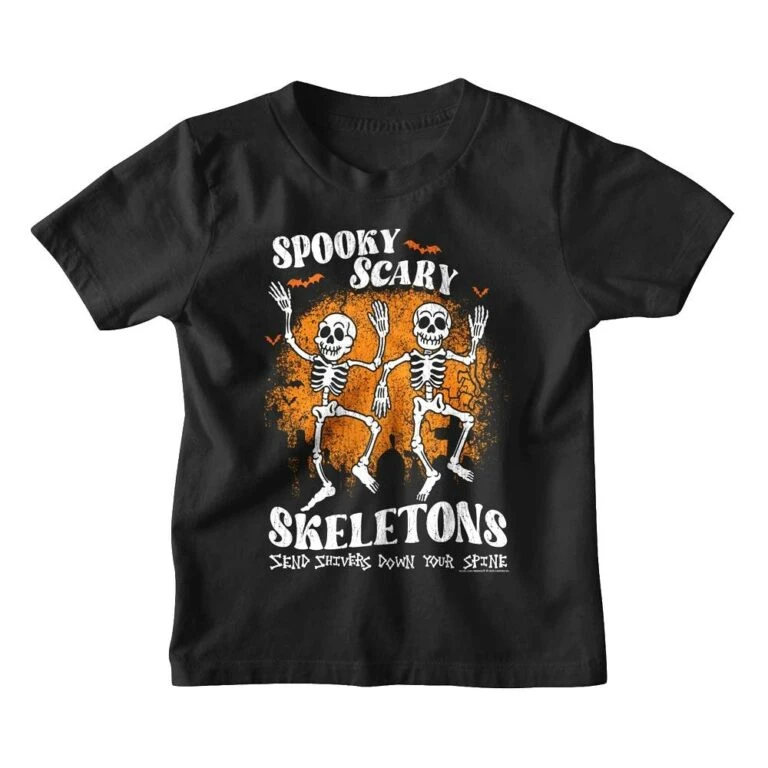 Spooky Scary Skeletons Graveyard Bats Kids T Shirt
