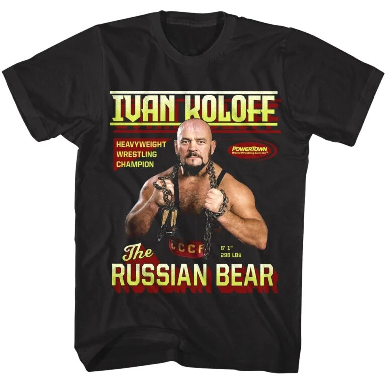 PowerTown Ivan Koloff Russian Bear Men’s T Shirt