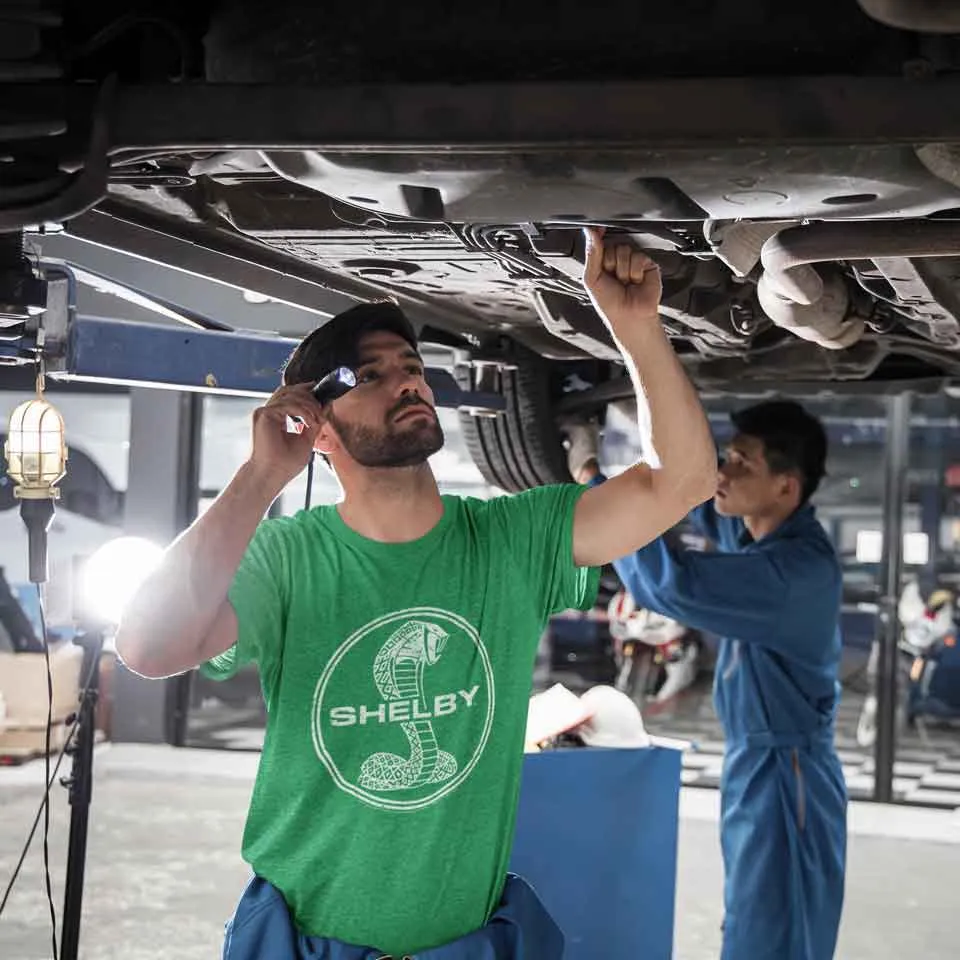 Shelby Motors Green Heather tee
