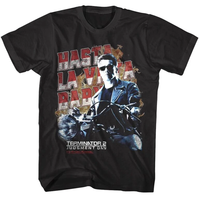 Terminator 2 Flaming Motorcycle Men’s T Shirt