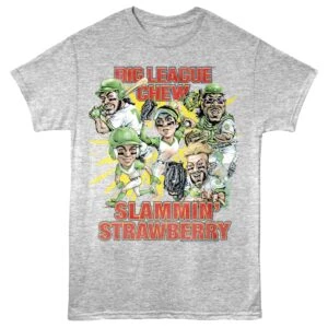 Fun baseball graphic tee featuring cartoon players and bold text for sports fans.