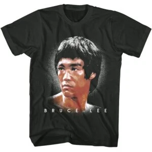 Bruce Lee vintage graphic tee featuring a classic portrait, ideal for martial arts, film buffs, and streetwear.