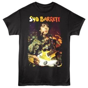 High-quality Syd Barrett graphic tee featuring vintage style artwork and musical theme. Perfect for rock music fans.