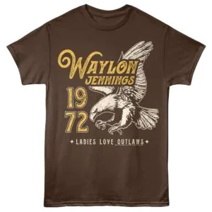 Vintage Waylon Jennings 1972 graphic tee with eagle design, perfect for country music fans.