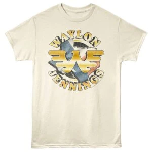Vintage Waylon Jennings T-shirt with Texas map graphic and retro style. Perfect for country music fans.