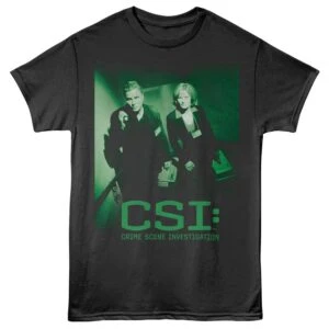 CSI: Crime Scene Investigation t-shirt with detective-themed graphic design.