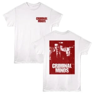 Vintage style Criminal Minds graphic tee for fans of the hit TV series. Comfortable unisex fit in classic white.