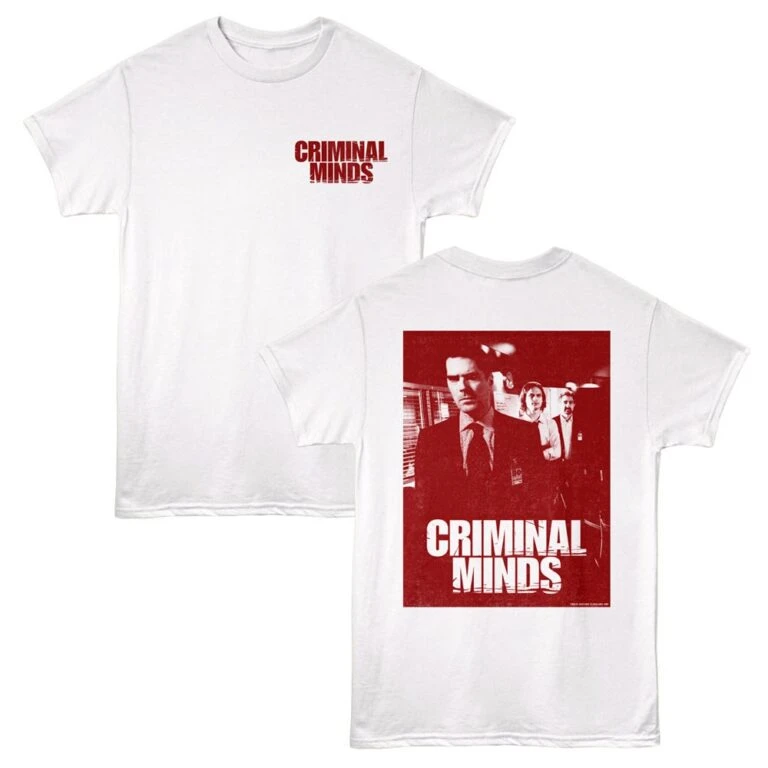 Vintage style Criminal Minds graphic tee for fans of the hit TV series. Comfortable unisex fit in classic white.