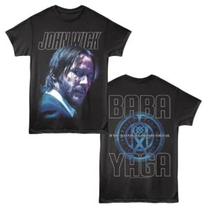 Gray John Wick graphic tee with Keanu Reeves' portrait, ideal for movie and action film enthusiasts.