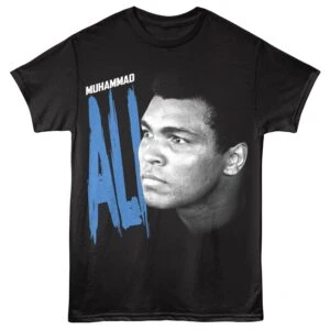Vintage Muhammad Ali graphic tee featuring a powerful image of the boxing legend, perfect for sports fans and collectors.