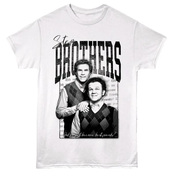 Black and white brothers quote shirt featuring two men from "Step Brothers".