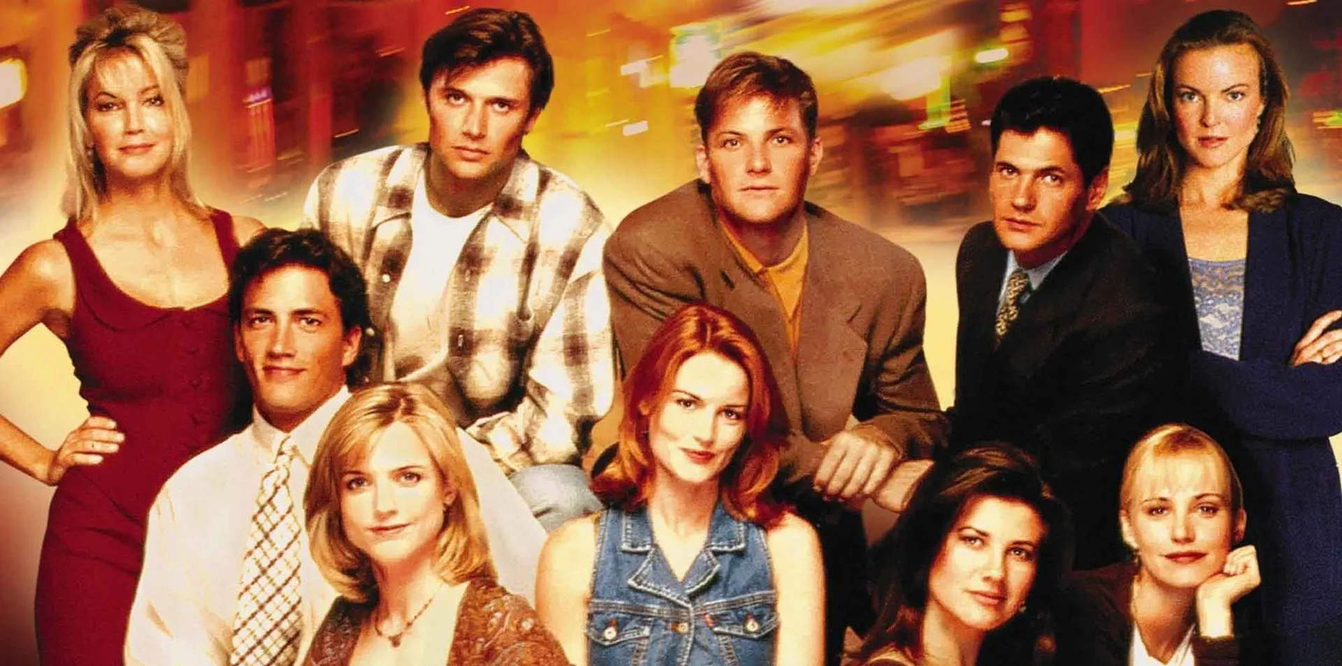 Alt text: Promotional image of Friends cast featuring Lisa Kudrow, Courteney Cox, Jennifer Aniston, Matt LeBlanc, Matthew Perry, and David Schwimmer.