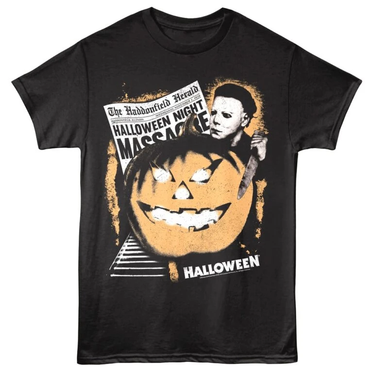 Halloween Michael Myers Carves Pumpkin Men's T Shirt
