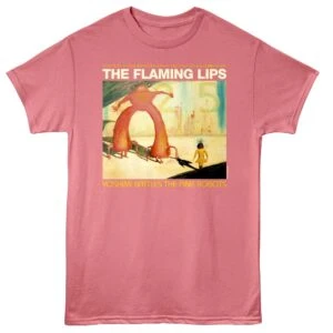 Colorful Flaming Lips vintage style band tee featuring Yoshimi battling pink robots.