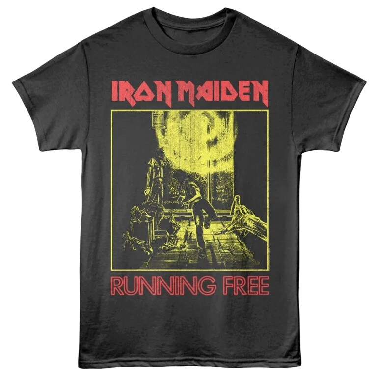 Iron Maiden Running Free Men's T Shirt Charcoal