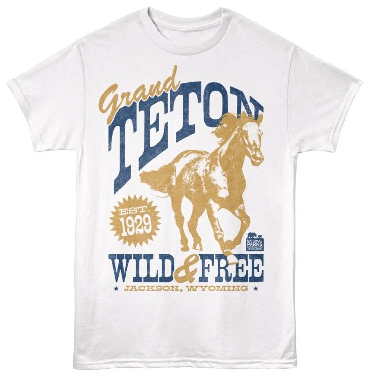 Grand Teton Wild & Free Men's T Shirt White