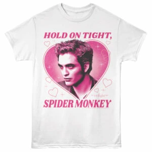 Twilight Edward Loves Spider Monkey Men's T Shirt White