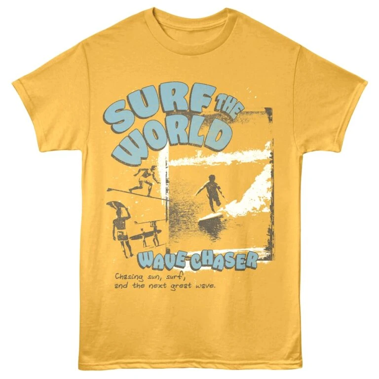Search the World Wave Chaser Men's T Shirt Gold