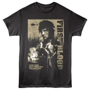 Rambo Fighting for His Life Men's T Shirt Black