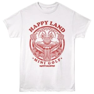 Clown face with big nose, tongue out, mini golf theme, Happy Gilmore, retro sports tee.