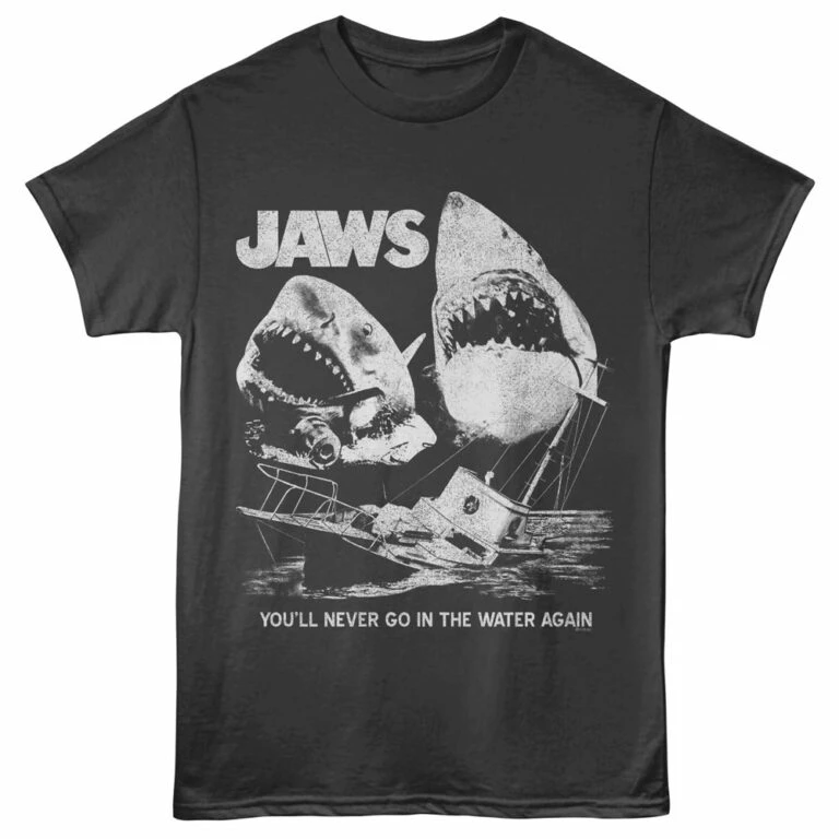 Jaws You'll Never go in the Water Again Men's T Shirt Charcoal