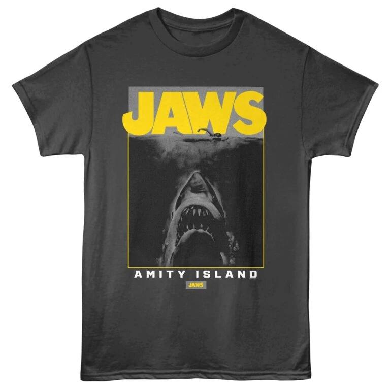 Jaws Shark by Night Men's T Shirt Charcoal