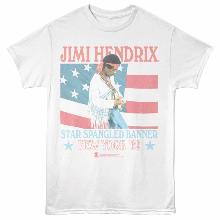 Jimi Hendrix Star Spangled Banner Men's T Shirt White