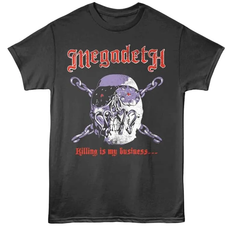 Megadeth Killing is my Business Men's T Shirt Charcoal