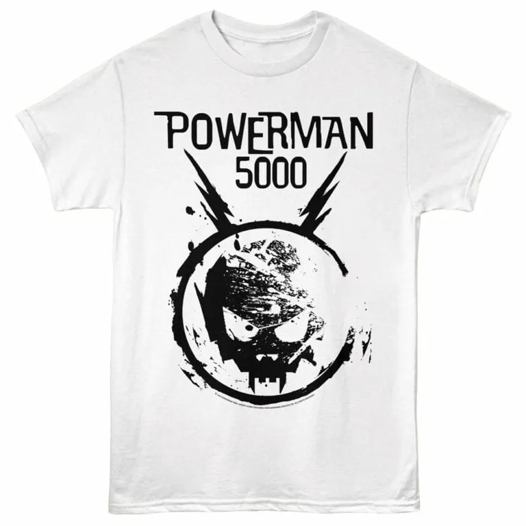 Powerman 5000 Space Skull Logo Men's T Shirt White