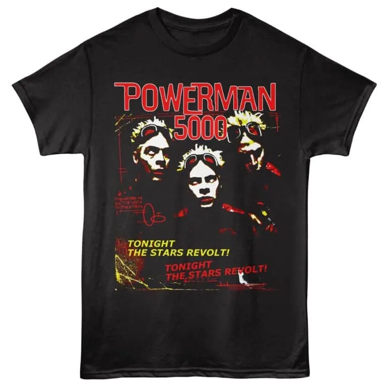 Powerman 5000 the Stars Revolt Men's T Shirt Black