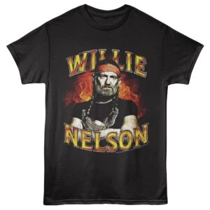 Willie Nelson Flames Men's T Shirt Black