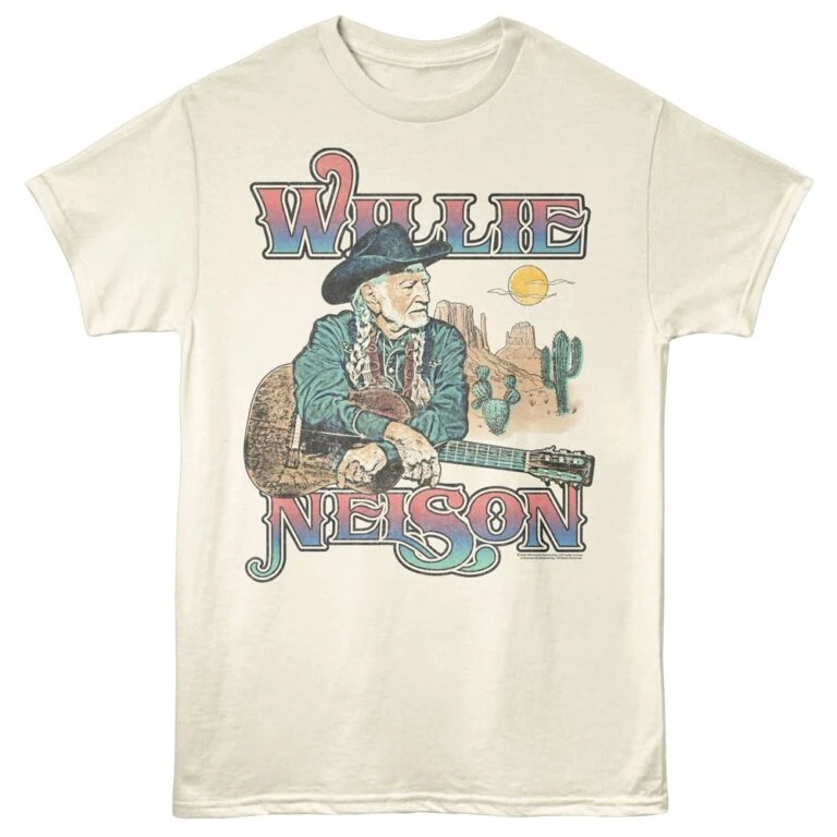 Willie Nelson Desert Guitarist Men's T Shirt Ivory