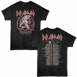 Def Leppard USA Tour 83 Cities Men's T Shirt Black