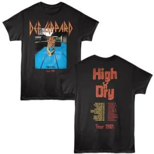 Def Leppard High n Dry Tour 81 Cities Men's T Shirt Black
