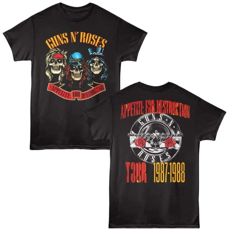 Guns N Roses Appetite For Destruction Tour 87 Men's T Shirt Black