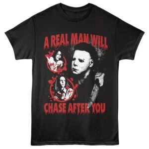Halloween a Real Man will Chase After You Men's T Shirt Black