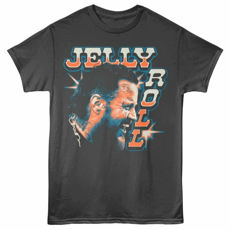 Jelly Roll Flashing Lights Men's T Shirt Charcoal