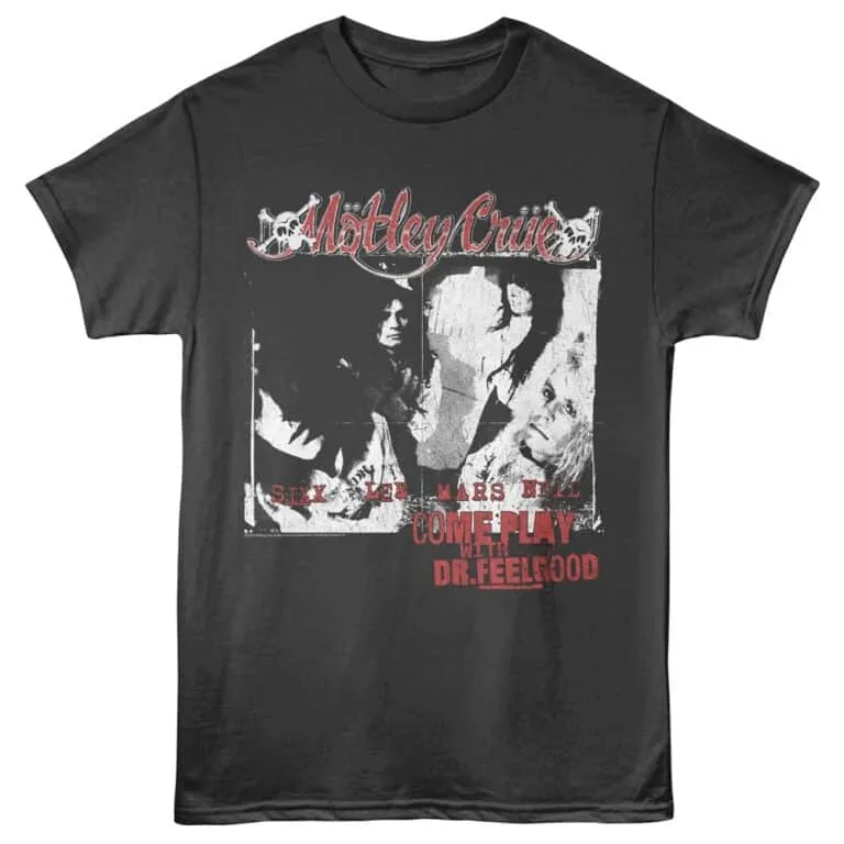 Motley Crue Come Play with Dr Feelgood Men's T Shirt Charcoal