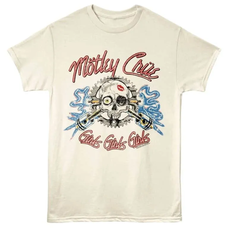 Motley Crue Girls Electric Skull Men's T Shirt Ivory